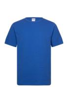 Slhsander Seersucker Ss O-Neck Tee Tops T-shirts Short-sleeved Blue Se...