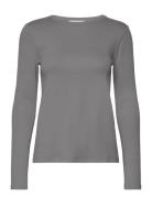 Long Sleeve Cotton T-Shirt Tops T-shirts & Tops Long-sleeved Grey Mang...