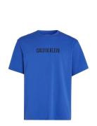 S/S Crew Neck Tops T-shirts Short-sleeved Blue Calvin Klein