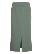 Vivar Hw Long Skirt - Noos Knelangt Skjørt Khaki Green Vila