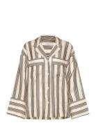 Striped Pyjama Shirt Topp Beige House Of Dagmar