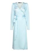 Textured Midi Wrap Dress Dresses Wrap Dresses Blue ROTATE Birger Chris...