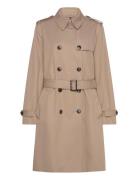 Cotton Db Slim Fit Trench Trench Coat Kåpe Beige Tommy Hilfiger