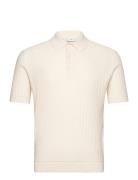 100% Cotton Micro-Structure Polo Shirt Tops Polos Short-sleeved Cream ...