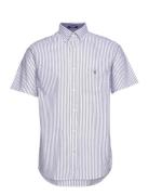 Reg Oxf Stripe O.shield Ss Shirt Tops Shirts Short-sleeved Blue GANT