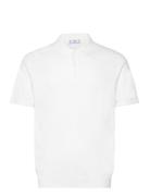 Fine-Knit Polo Shirt Tops Polos Short-sleeved White Mango