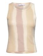 Tie-Dye Ribbed Top Tops T-shirts & Tops Sleeveless Cream Mango