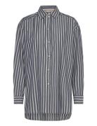 Over D Striped Cotton Shirt Tops Shirts Long-sleeved Navy Stella Nova