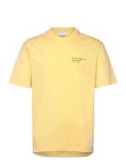 Printed Cotton-Blend T-Shirt Tops T-shirts Short-sleeved Yellow Mango