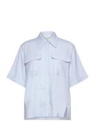 Esma Ss Shirt Tops Shirts Short-sleeved Blue NORR