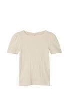 Nmfhenny Ss Slim Top Tops T-shirts Short-sleeved Beige Name It