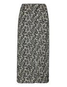 Slit Printed Long Skirt Langt Skjørt Black Mango