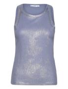 Lyocell Foil Top Tops T-shirts & Tops Sleeveless Blue Mango