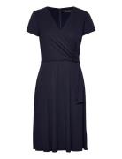 Surplice Jersey Dress Kort Kjole Navy Lauren Ralph Lauren