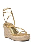 Metallic Wedge Sandals With Straps Sandal Med Hæl Espadrilles Gold Man...