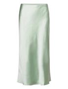 Midi Satin Skirt Knelangt Skjørt Green Mango