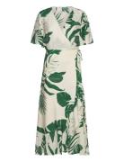 Printed Wrap Dress With Ruffle Knelang Kjole White Mango