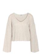 Nmnina L/S V-Neck Crop Knit Fwd S* Tops Knitwear Jumpers Cream NOISY M...