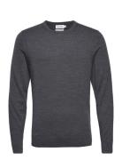 Merino Rws Crew Neck Sweater Tops Knitwear Round Necks Grey Calvin Kle...