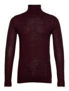 Merino Knit Roll-Neck Tops Knitwear Turtlenecks Burgundy Lindbergh