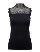 Vanessa High Neck Tops Blouses Sleeveless Black Minus