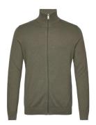 Slhberg Full Zip Cardigan Noos Tops Knitwear Full Zip Jumpers Khaki Gr...