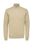 Slhberg Half Zip Cardigan Noos Tops Knitwear Half Zip Jumpers Beige Se...