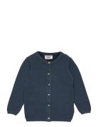 Knitted Cardigan Tops Knitwear Cardigans Blue Fixoni