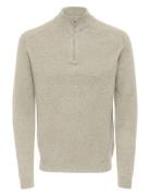 Onsedward Reg 7 Wool Half Zip Knit Tops Knitwear Half Zip Jumpers Beig...