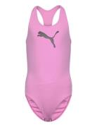 Puma Swim Girls Racerback Swimsuit 1P Sport Swimsuits Pink Puma Swim