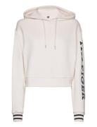 Reg Monotype Slv Crop Hoodie Tops Sweat-shirts & Hoodies Hoodies White...