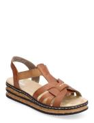 62918-14 Shoes Summer Shoes Platform Sandals Brown Rieker