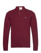 Reg Shield Ls Pique Rugger Tops Polos Long-sleeved Burgundy GANT