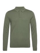 Merino Polo Sweater Tops Knitwear Long Sleeve Knitted Polos Green Calv...