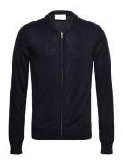 Bs Elias Regular Fit Knitwear Tops Knitwear Full Zip Jumpers Navy Bruu...