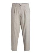 Jpstbill Jjdave Linen Blend Tap. Crop Bottoms Trousers Casual Beige Ja...