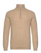 Slhreg Dan Wool-Mix Zip High Neck Tops Knitwear Half Zip Jumpers Beige...