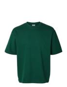 Slhlooseoscar Ss O-Neck Tee Noos Tops T-shirts Short-sleeved Green Sel...