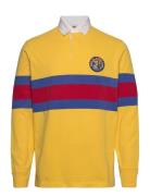 Classic Fit Striped Jersey Rugby Shirt Tops Polos Long-sleeved Yellow ...