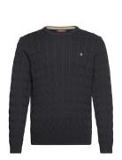 Ethan Cable Ck Designers Knitwear Round Necks Navy Morris