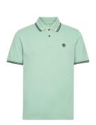 Millers River Tipped Pique Short Sleeve Polo Granite Green Designers P...