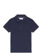 Textured Cotton Polo Shirt Tops T-shirts Polo Shirts Short-sleeved Pol...