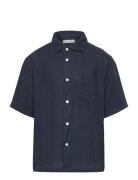 Relaxed Linen Ss Shirt Tops Shirts Short-sleeved Shirts Navy GANT