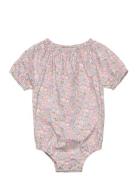 Romper Ss In Liberty Fabric Bodies Short-sleeved Pink Huttelihut