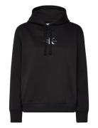 Monologo Regular Hoodie Tops Sweat-shirts & Hoodies Hoodies Black Calv...