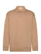 Gant Icon Half Zip Tops Polos Long-sleeved Beige GANT