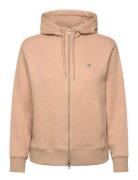 Shield Zip Hoodie Tops Sweat-shirts & Hoodies Hoodies Beige GANT