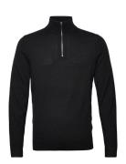 Merino Rws Quarter Zip Tops Knitwear Half Zip Jumpers Black Calvin Kle...