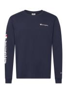 Crewneck Long Sleeve T-Shirt Tops T-shirts Long-sleeved Navy Champion