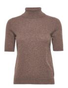 Turtleneck T-Shirt Tops Knitwear Turtleneck Brown Davida Cashmere